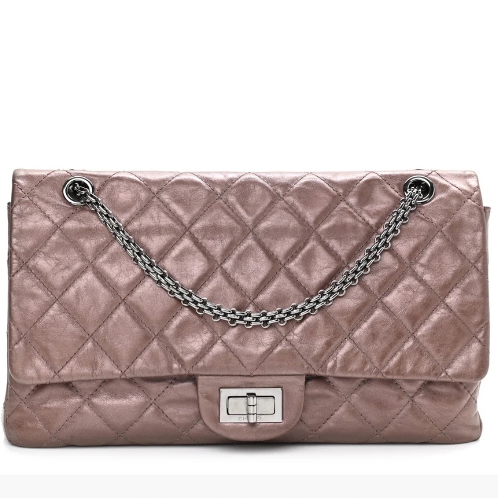🩷🤎 Chanel Reissue 2.55 227 Flap Bag Rose Foncé Metallic w/ Auth Card